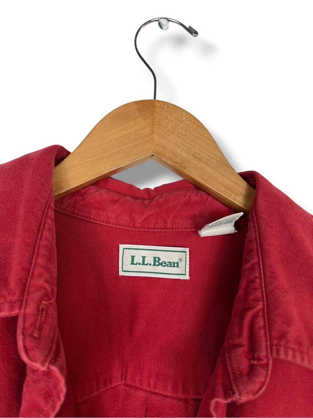 VTG LL Bean Chamois Shirt Red XL Cotton Red Camp Shacket Womens Flannel Heavy - Picture 6 of 10